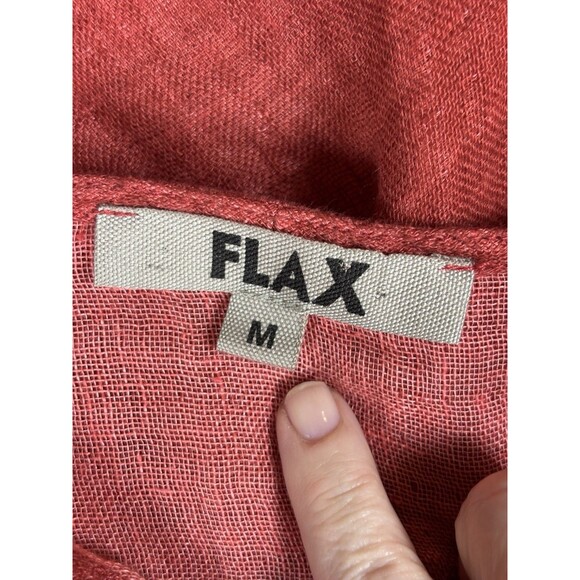 Flax Linen Dress Tunic Brick Red Size Medium Flowy Lagenlook Lightweight Natural - Picture 3 of 9